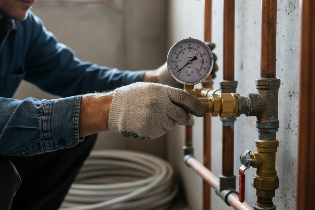 Pressure testing a repaired line during Water Line Repair in Newcastle